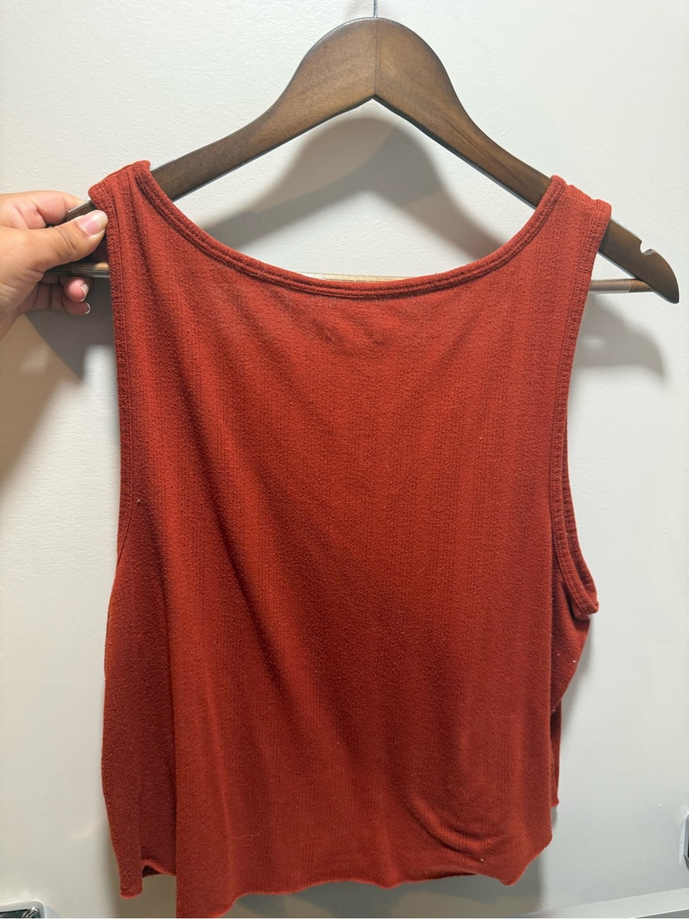 Mudd Rust-Red Cropped Button Tank - Picture 3 of 3